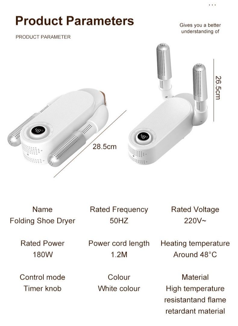 Intelligent Folding Shoe Dryer | Quick Heating & Odor Eliminator for All Footwear