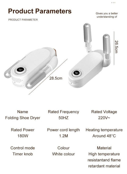 Intelligent Folding Shoe Dryer | Quick Heating & Odor Eliminator for All Footwear